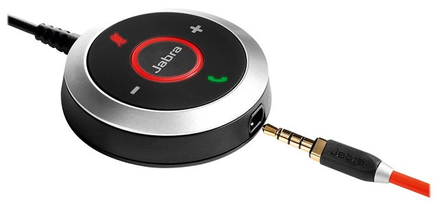 Image of Jabra Evolve 40 control unit and 3.5mm connector