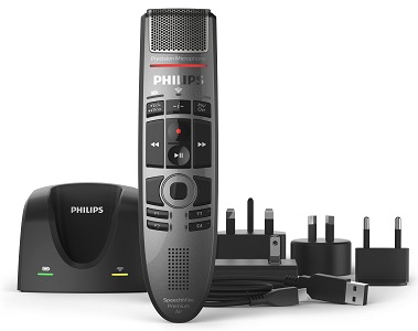 Image of Philips SpeechMike Premium Air Wireless Dictation Microphone with dock and power adapters
