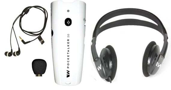 Pocketalker 2.0 Personal Sound Amplifier and headphones