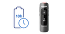 Philips digital voice recorder with battery life indicator on a light blue background