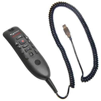 Image of Nuance PowerMic III Handheld Dictation Microphone with curly cord