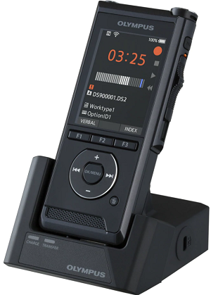 Image of the Olympus DS-9000 Digital Recorder with optional Docking Station