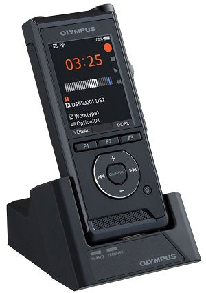Image of Olympus DS-9500 Digital Recorder with stand