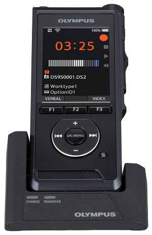 Image of Olympus DS-9500 Digital Recorder with stand