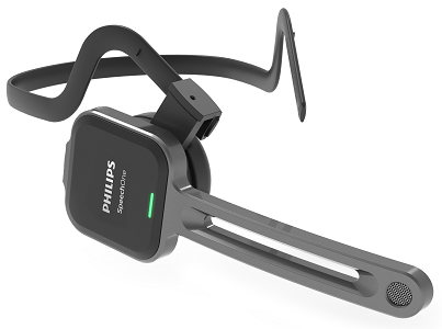 Image of Philips SpeechOne Wireless Dictation Headset behind the neck band
