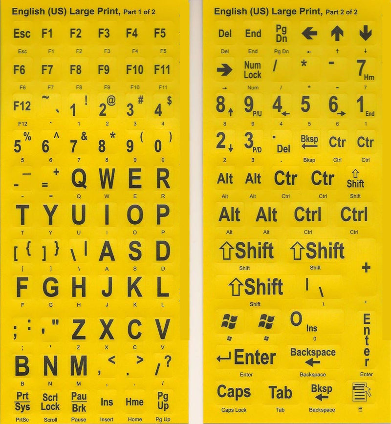 Large Print Braille Keyboard Labels ( White Letters on Black )