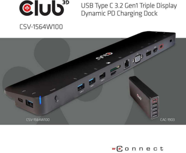 Image of Club USB 3.2 Gen 1 Type C Triple Display Dynamic Charging Dock