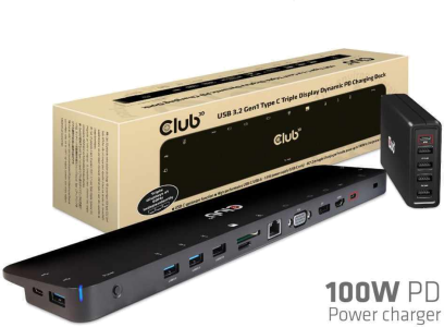 Image of Club USB 3.2 Gen 1 Type C Triple Display Dynamic Charging Dock